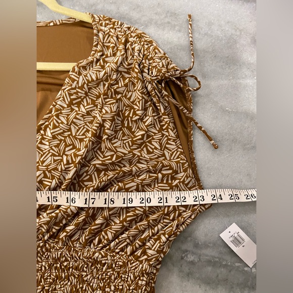 NWT Old Navy Size XL Tan Waist-Defined Sleeveless Tie-Shoulder Mesh Mini Dress - Picture 14 of 15